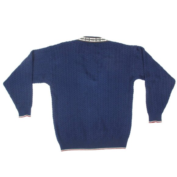 Vintage CHRISTIAN DIOR Monsieur Blue Wool V-Neck Tennis Sweater Men's size M 274 - Picture 3 of 4
